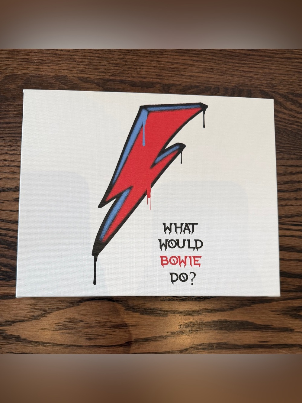 David Bowie Lightning Bolt Canvas Art - Red & Blue